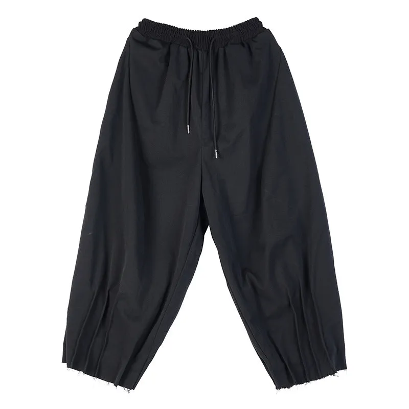 Men's Loose Fit Elastic Waist Wide Leg Baggy Harem Pants