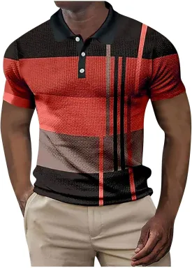 Men's Short Sleeve Polo Shirts Casual Golf Printed T-Shirts Summer Pullover Tennis T-Shirt Tops