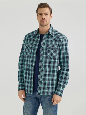 Men's Wrangler Retro Teal Dream Plaid Snap Shirt