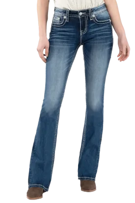 Miss Me Womens Leopard Cactus Boot Cut Jeans