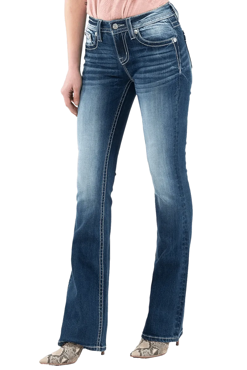 Miss Me Women's Mid-Rise Boot Stretch Jean