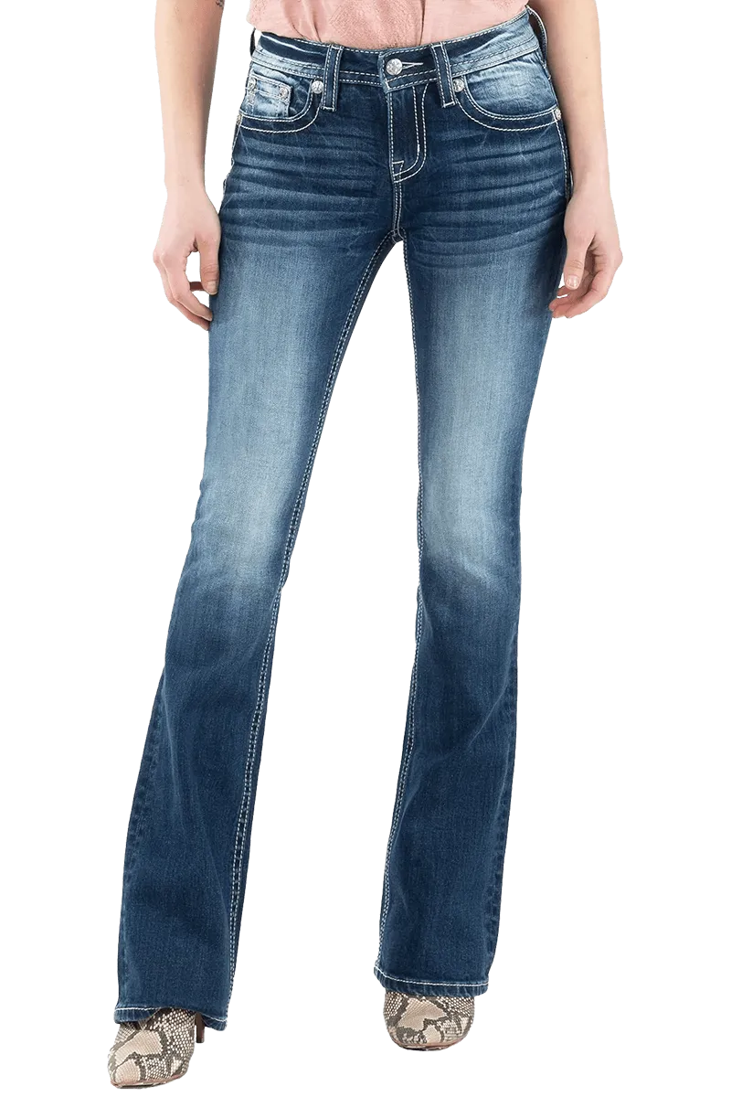 Miss Me Women's Mid-Rise Boot Stretch Jean
