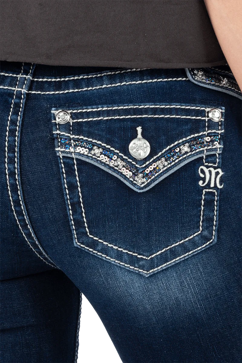 Miss Me Women's Sequin Boot Cut Jeans