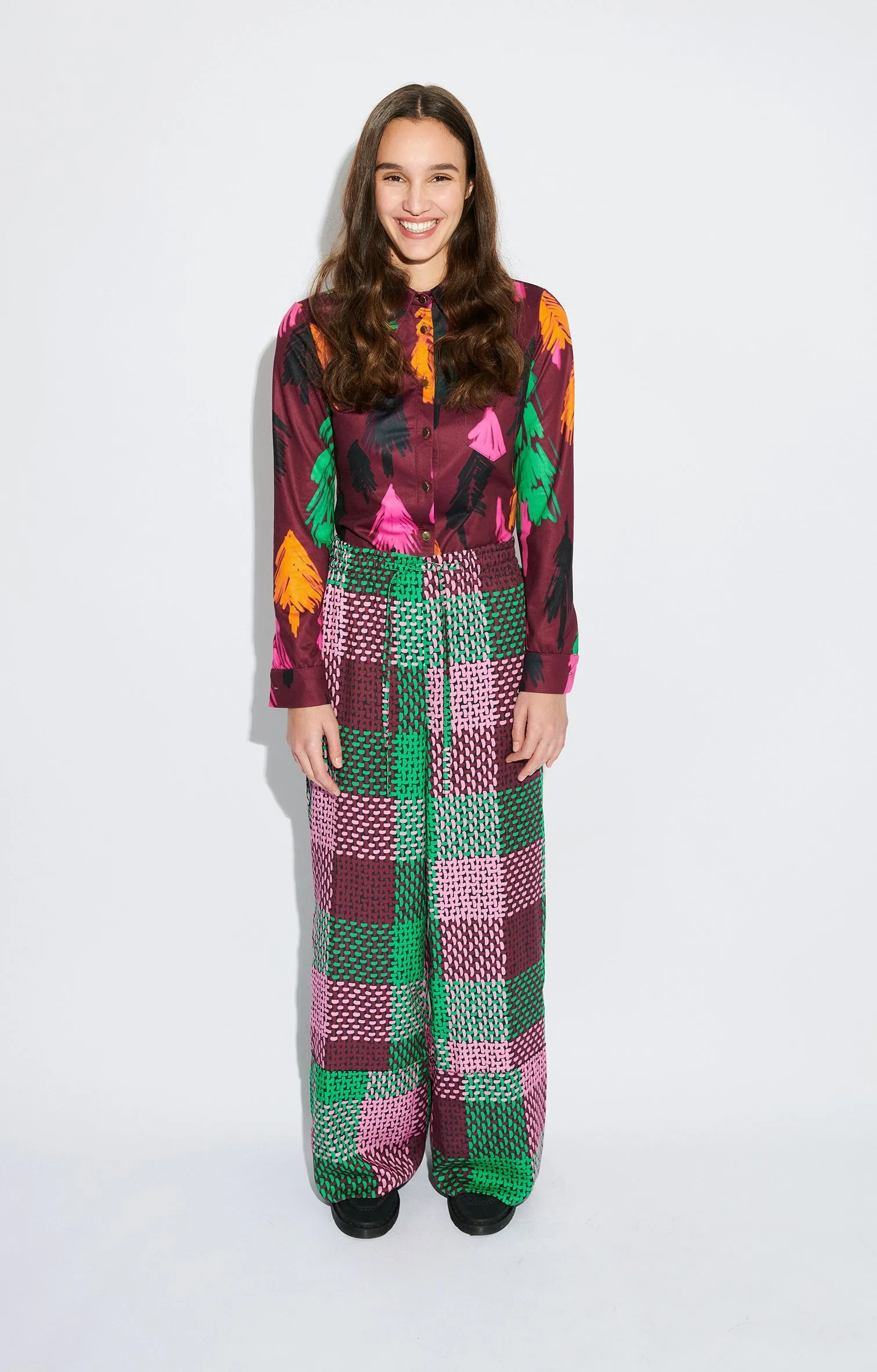 Pradollano Dawstring Trousers Checked Green