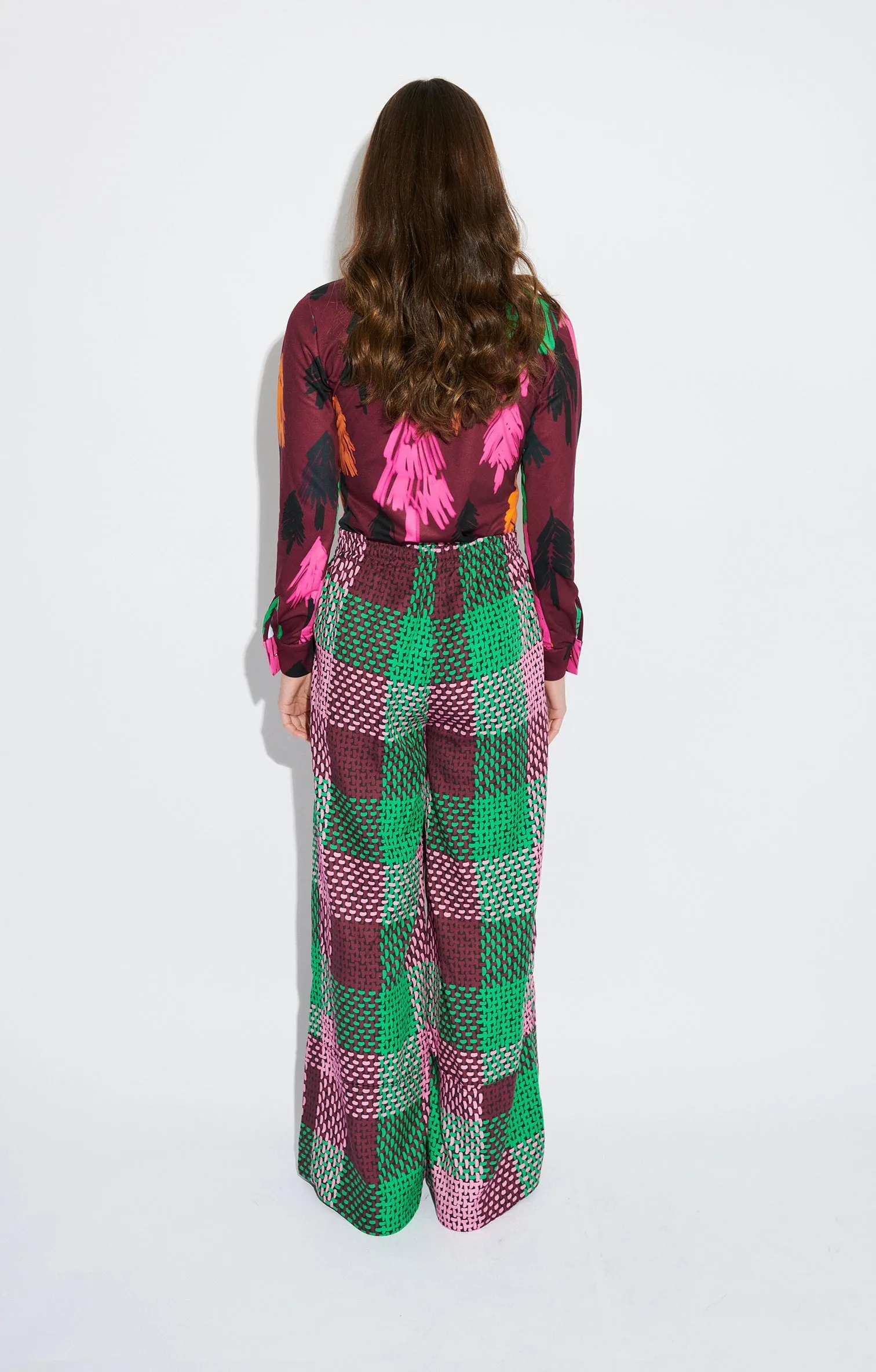 Pradollano Dawstring Trousers Checked Green