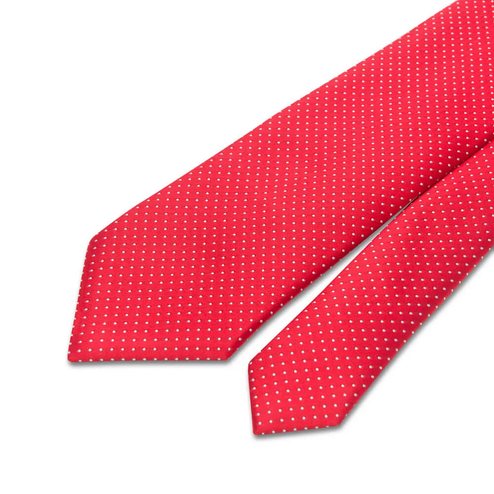 Red Dot Motif Woven Silk Tie