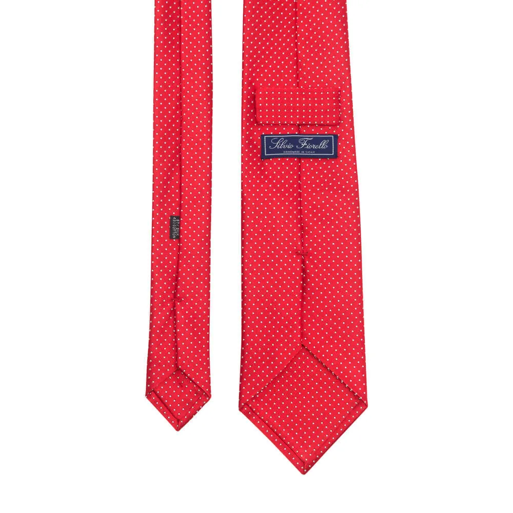 Red Dot Motif Woven Silk Tie