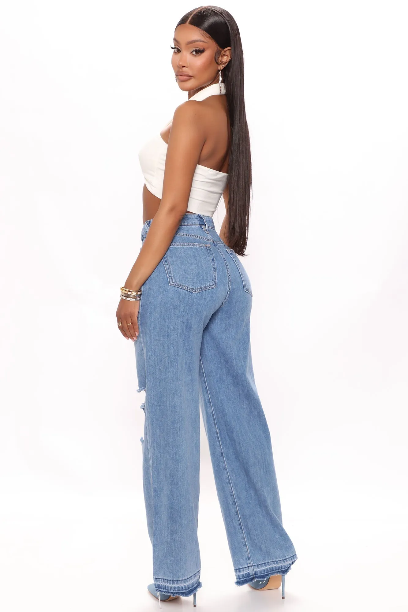 Sinner In Secret Wide Leg Jeans - Medium Wash