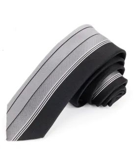 Slim Panel Tie in Grey with Black