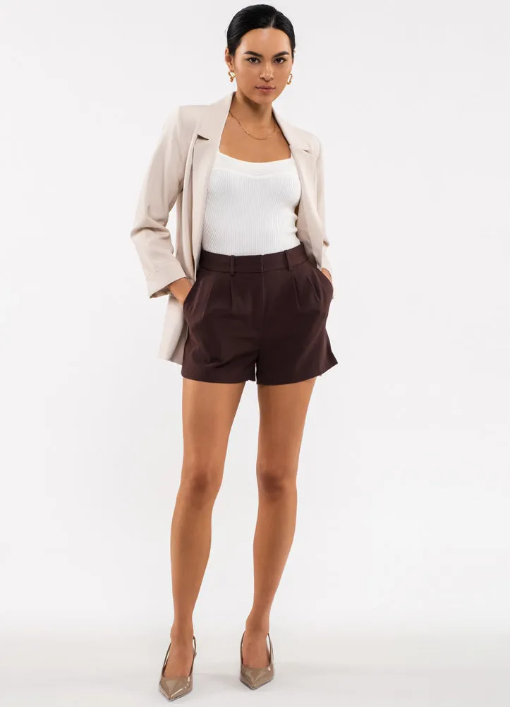 Solid Folded Sleeve Blazer in Oatmeal by Blu Pepper