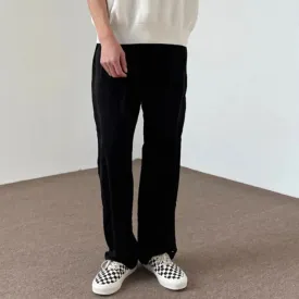 Summer Elastic Waist Casual Pants Solid Color Men Loose Wide Leg Simple Design Trousers Trendy Male Bottoms 28W3844