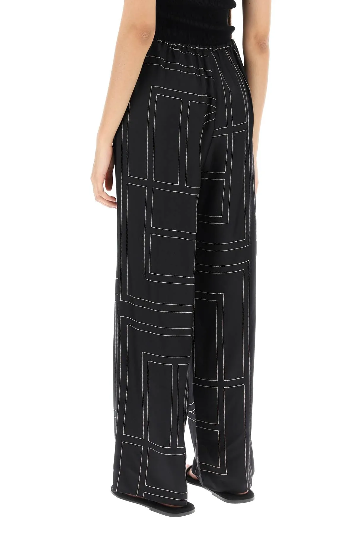 Toteme Monogram Embroidered Pajama Pants (Size - 32)