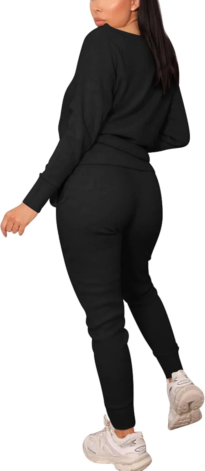 VASAUGE Women's Workout 2 Piece Tracksuit Outfits Long Sleeve Tops Track Sweat Suits Jogger Pants Sets Sweatsuit