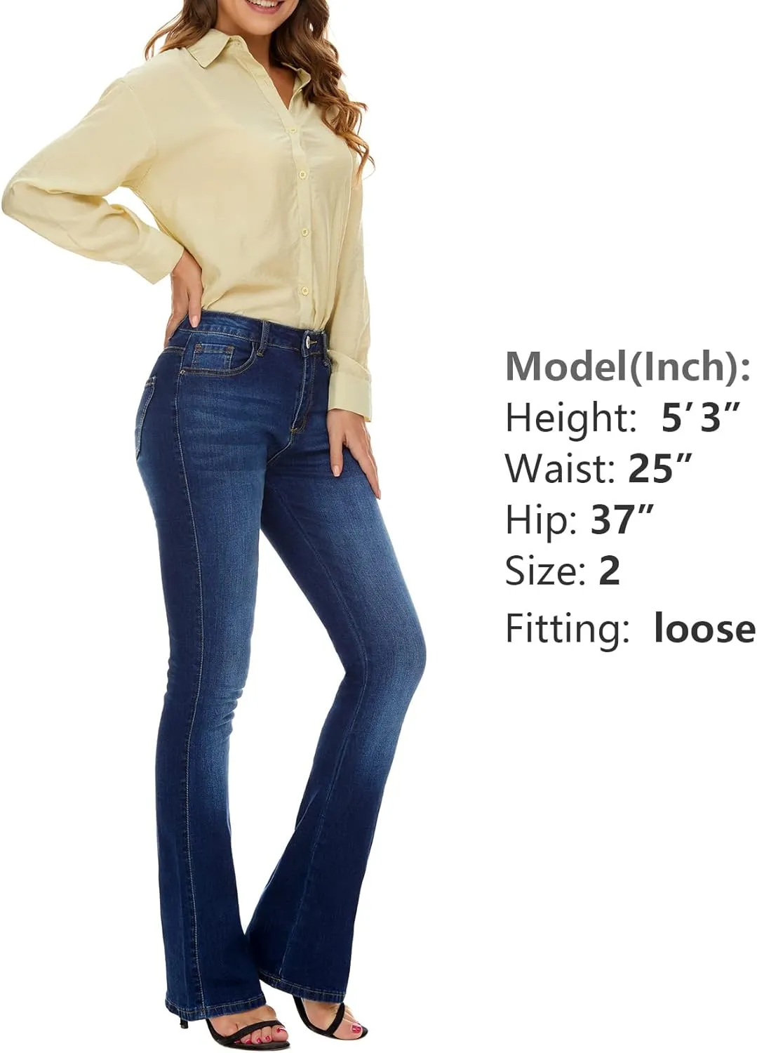 VIPONES Bell Bottom Jeans for Women Stretchy High Waisted Flare Curvy Denim Pants
