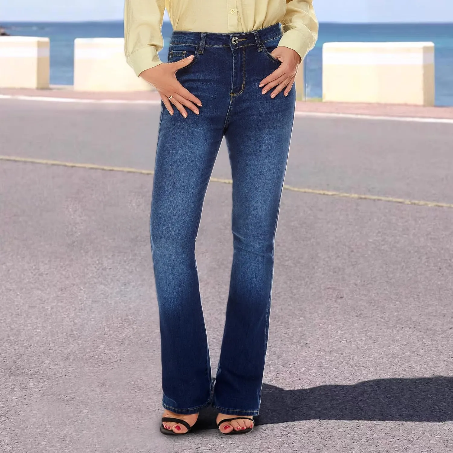 VIPONES Bell Bottom Jeans for Women Stretchy High Waisted Flare Curvy Denim Pants