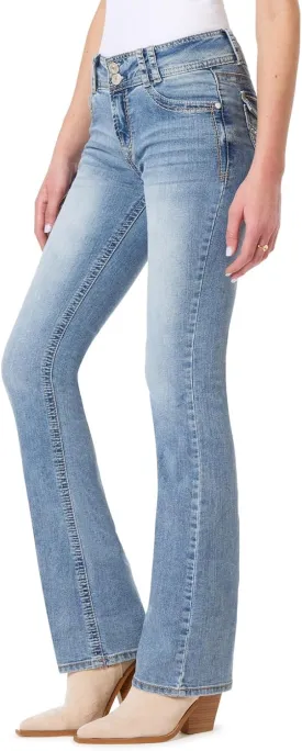 WallFlower Luscious Curvy Bootcut Jeans for Women Mid-Rise Insta Stretch Denim in Petite, Midsize, Plus Size, Juniors Jeans