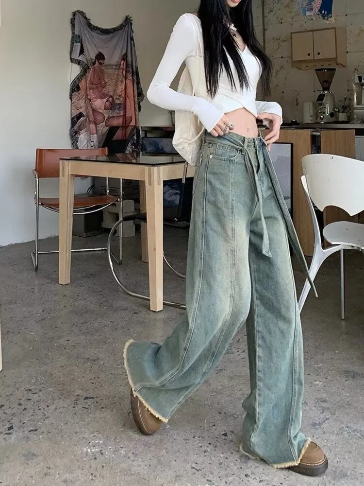 Wenkouban Vintage Harajuku Jeans Women Clothes For Teenagers Y2k Women's Slacks Fashion Aesthetic Clothing Autumn New Products Baggy Pants