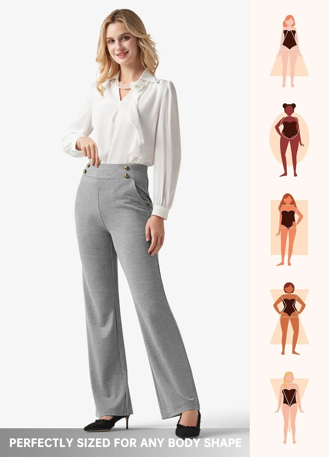 Willit Women's Wide Leg Dress Pants High Waisted Stretch Work Pants Office Business Casual Slacks Pockets Petite/Regular/Tall