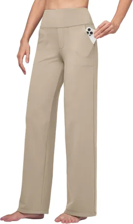 Willit Women's Yoga Pants Wide Leg Dress Work Pants Stretch Casual Pants Slacks with Pockets High Waist 28" 30" 32"