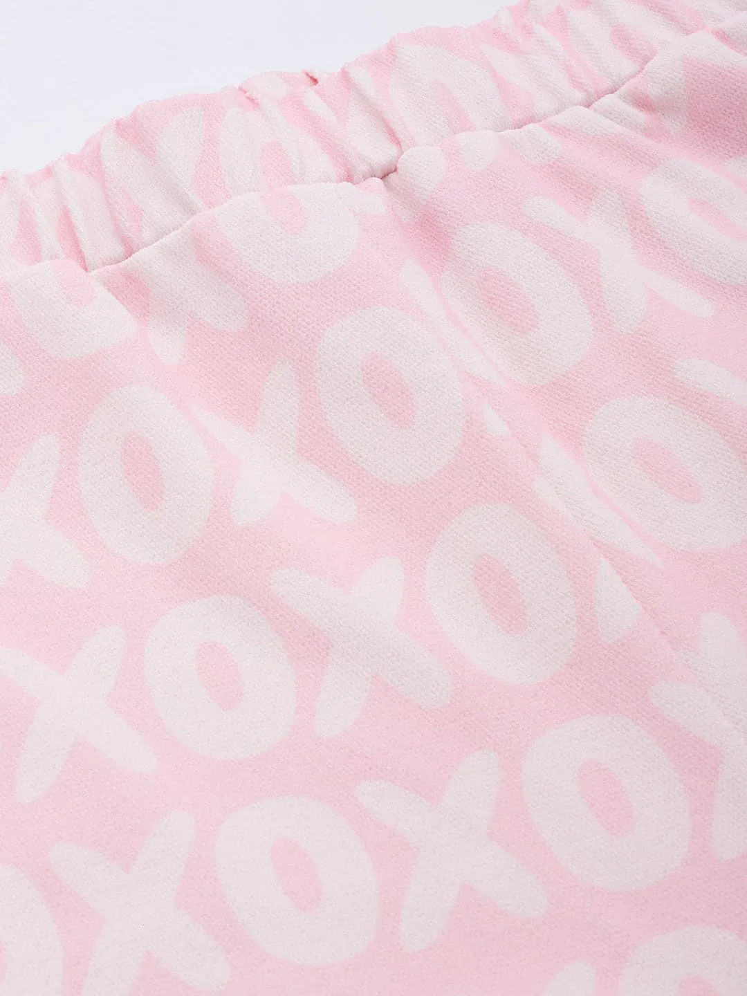 Women Pink Xoxo Print Straight Pants