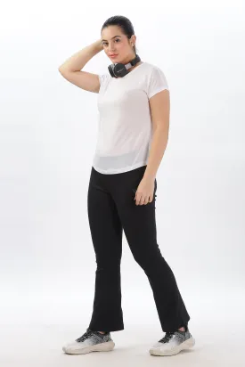 Women's Cotton Slim Flared Stretchy and Comfort Fit Pant (Black) Women's Cotton Slim Flared Stretchy and Comfort Fit Pant (Black)