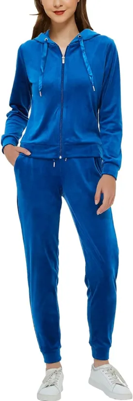 Woolicity Women's Sweatsuits Set 2 Piece Velour Full Zip Hoodie Tracksuits Sportswear with Pocket
